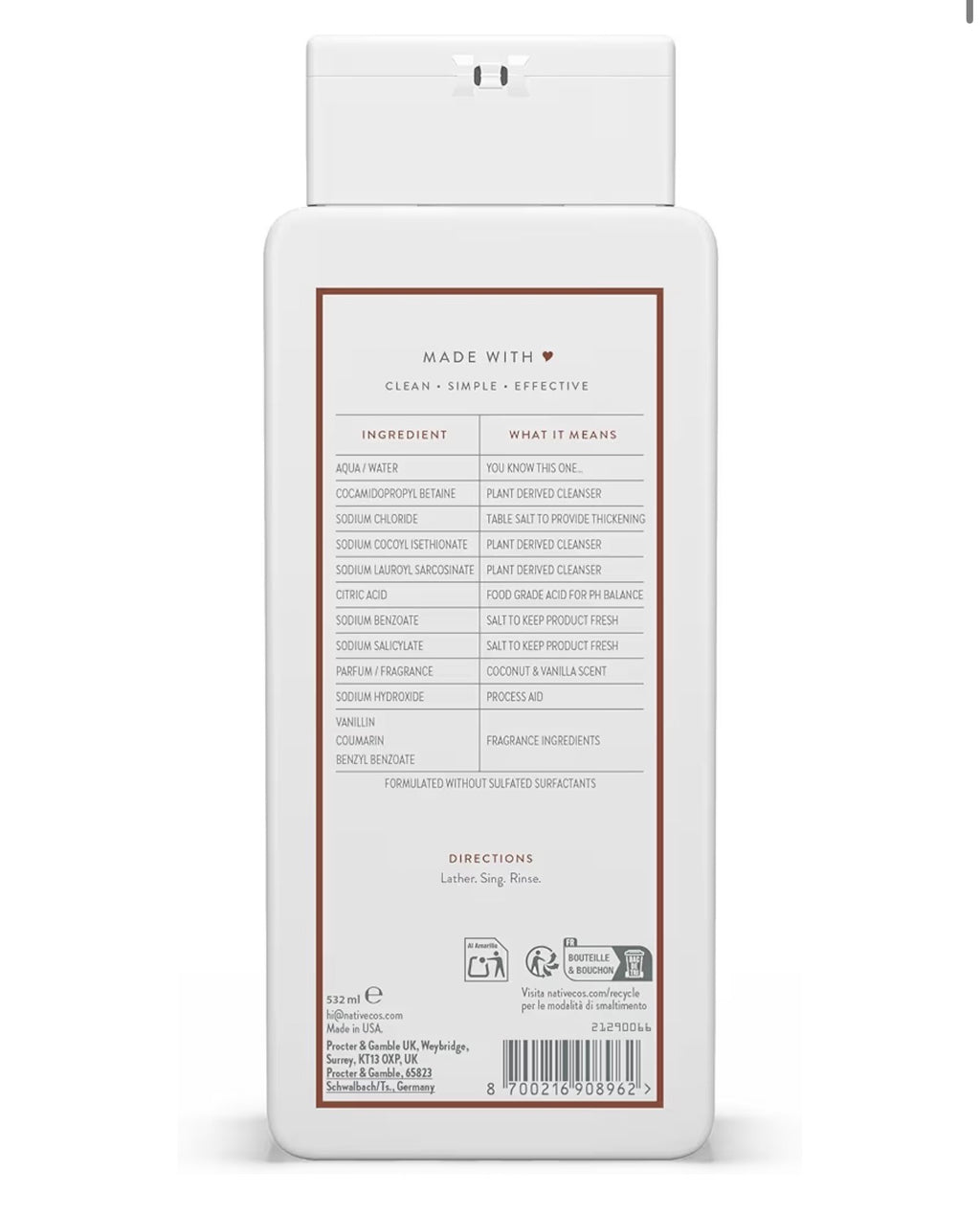 Native Body Wash Coconut & Vanilla